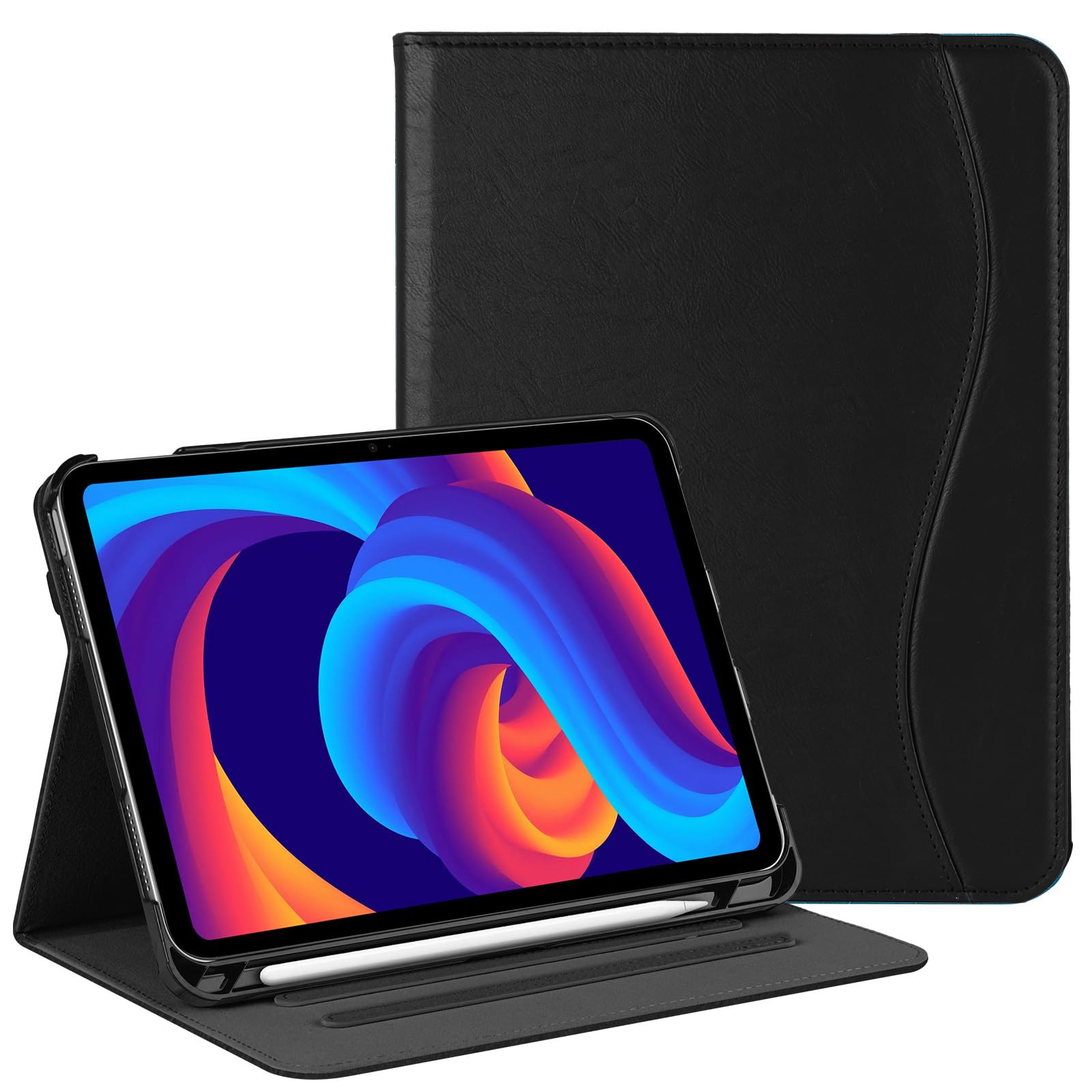HGWALP Protective Case for iPad (A16) 11th Generation 11 Inch (2025) & iPad 10th Generation 10.9 Inch (2022), Multi-Angle Viewing Stand Cover with Pen Holder & Pocket for iPad 11 inch,Black