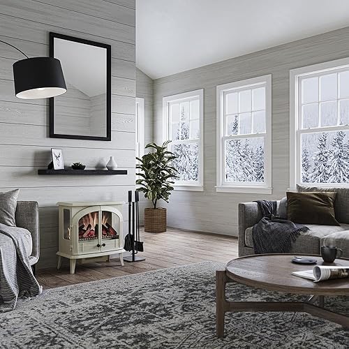 Miniatura 8 de Modern Ember Harlowe - Calentador eléctrico independiente de chimenea en crema con cama de brasas multicolor  Tecnología inteligente  Compatible con