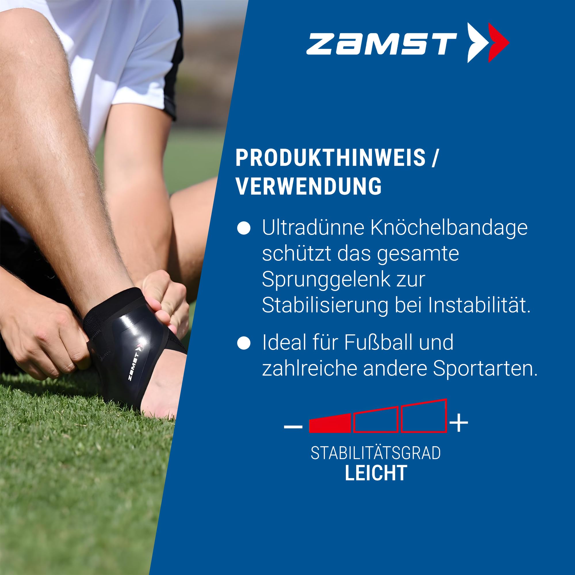 Zamst Filmista Ankle Ultra-Dünne Sprunggelenkbandage - Verstellbare Stabilisierende Bandage Fußgelenk für Verstauchte Knöchel - Zum Sport (L, Right)