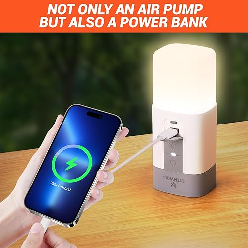 Miniatura 7 de ETENWOLF AIR 5 PRO MAX Bomba de aire para inflables, bomba de aire eléctrica portátil con batería de 10400 mAh, inflador rápido 4 veces y