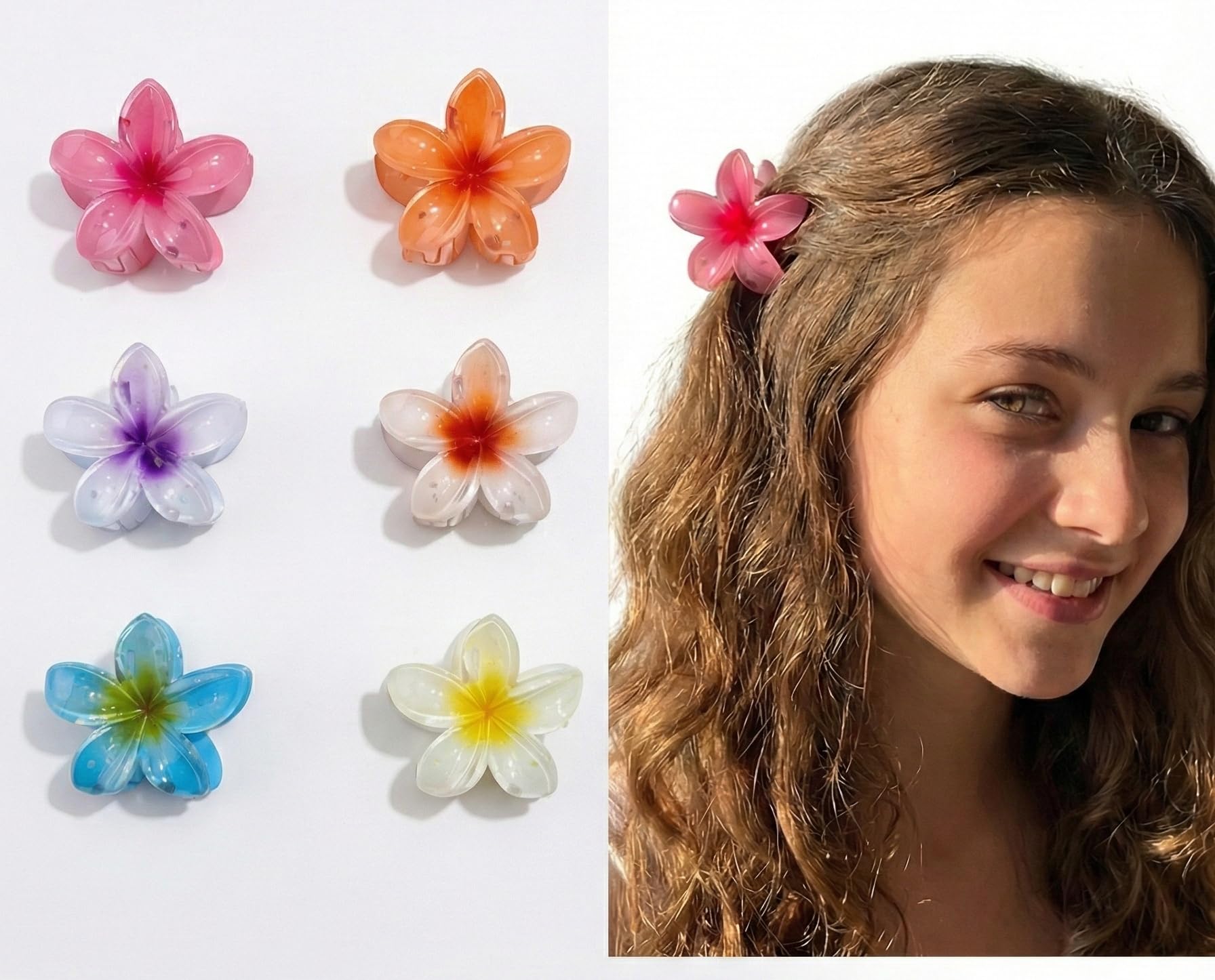 Pastel Floral Hair Clutcher for Women & Girls | Medium Size Plastic Flower Clutcher | Strong Grip for Daily Use | Assorted Pink, Blue, White & Orange (6, Bright Pastel Floral, Medium)-image-26