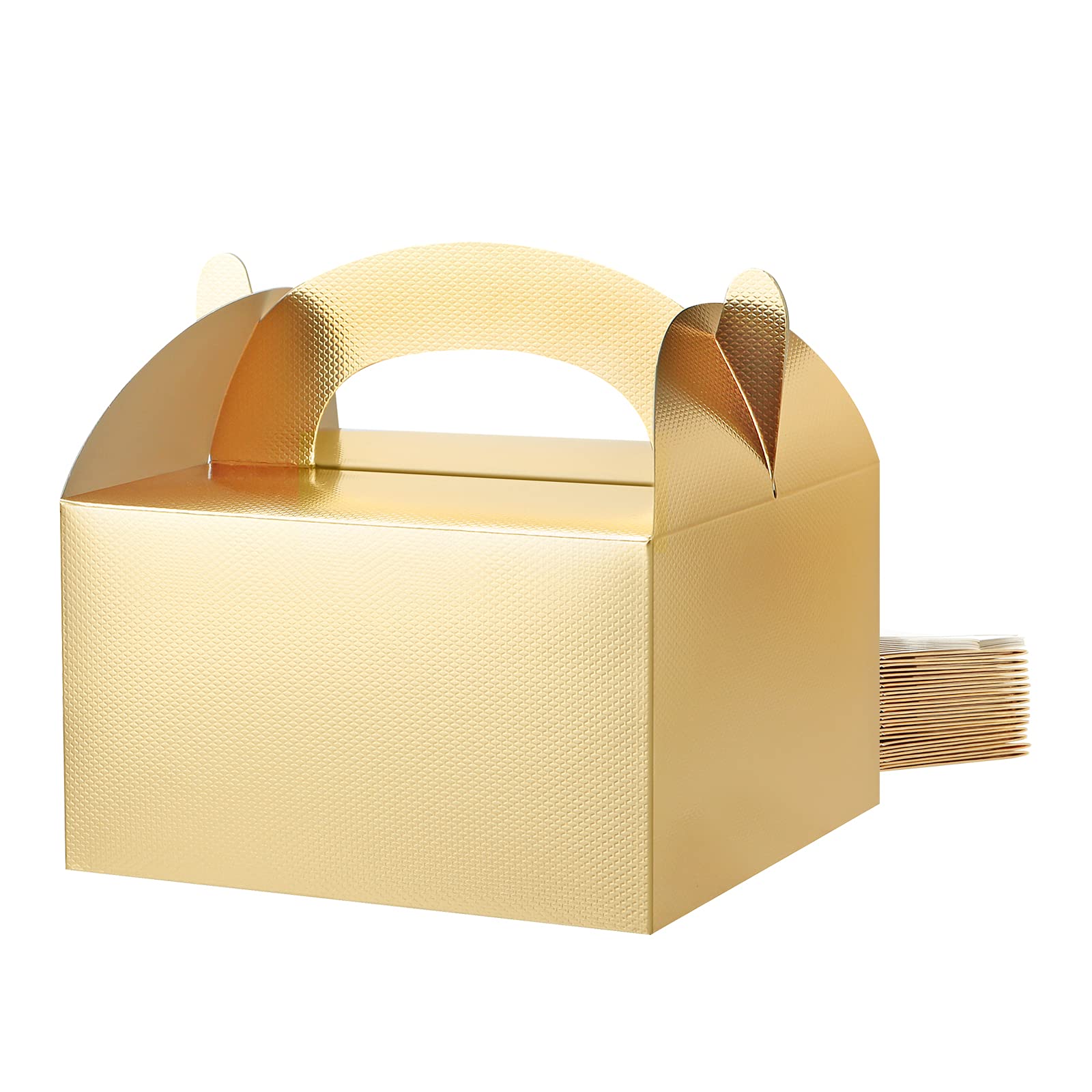 Buy Treat Boxes 6x6x3.5 Inches, Gift Boxes with Handles, Gable Boxes, Party Favor Boxes (Grain