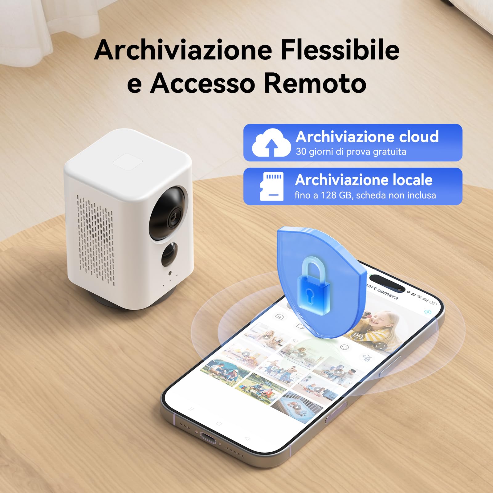 Tical 2K Telecamera Wi-Fi Interno senza Fili con Batteria 7800mAh, 360° PTZ Telecamera Interno senza Fili, Ricaricabile Videocamera Sorveglianza