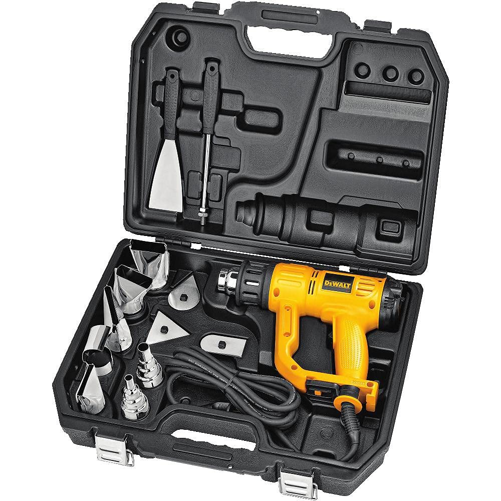 DEWALT Pistola de calor con pantalla LCD y estuche rígido/kit de accesorios (D26960K), amarillo
