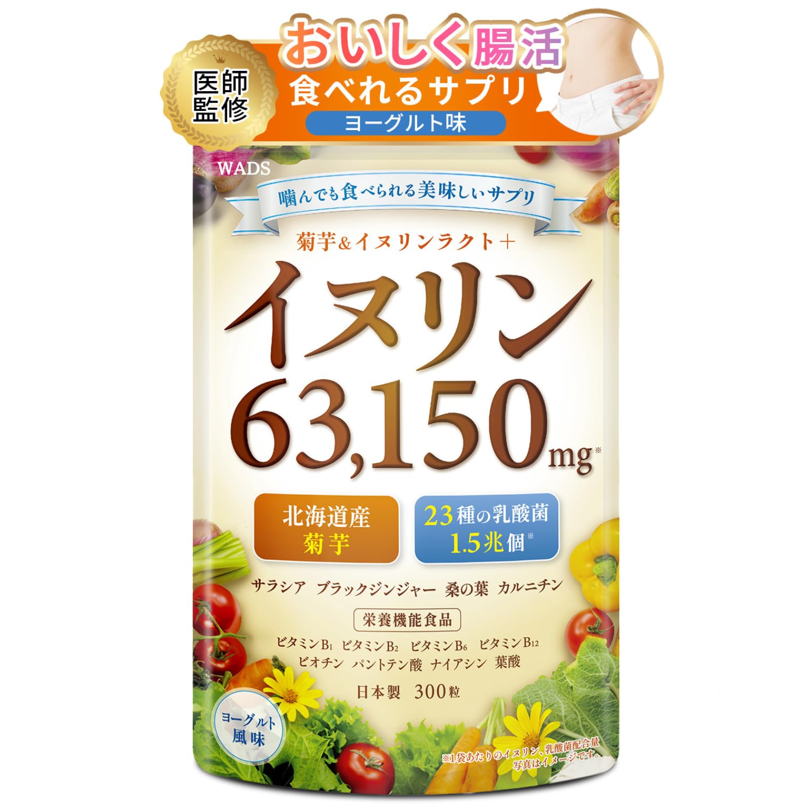 イヌリン 63,150㎎ 水溶性 食物繊維 菊芋 23種の乳酸菌 ビフィズス菌…