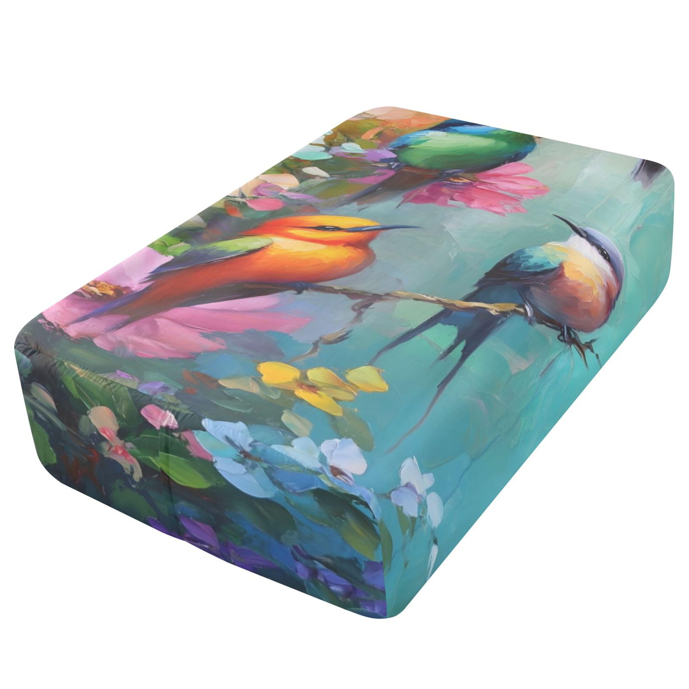 Colorful Birds - Sábana bajera ajustable individual para colchón de aire, bolsillo extra profundo de 24 pulgadas, funda suave y transpirable con apertura de válvula de cremallera para cama de