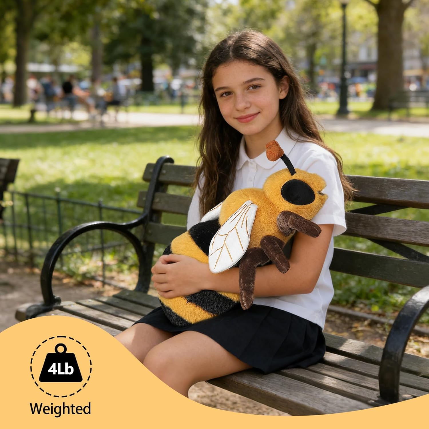 4lbs Weighted Bee Stuffed Animals, 17 Inch Bee Plush, for Birthday Kids Bee Gift Party Decors Birthday Christmas (Bee) - Image 3