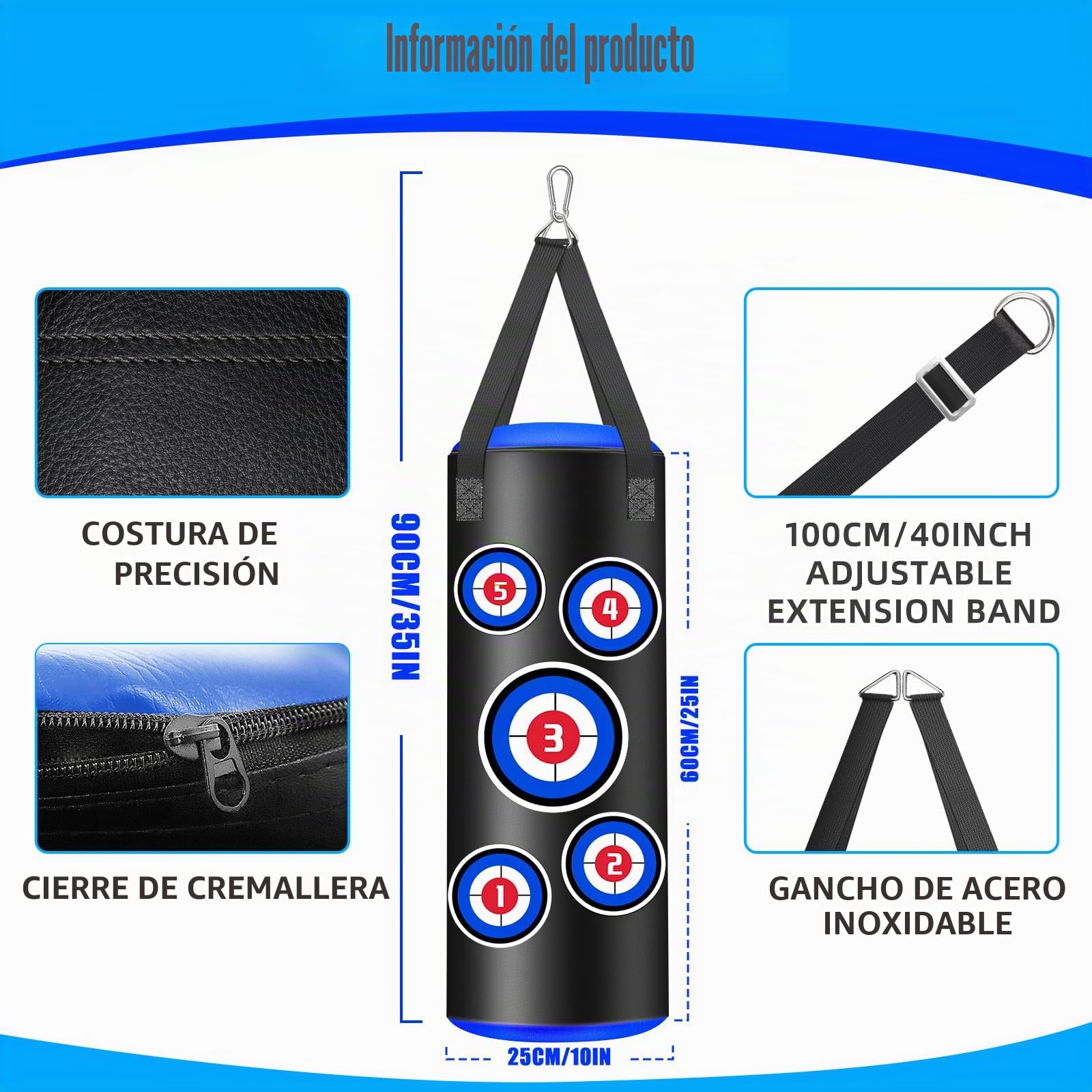 Saco de Boxeo Niños, Boxeo Niños con Guantes, Microfiber Leather Heavy Bag para 5-14 años para Practicar Karate, Taekwondo, MMA