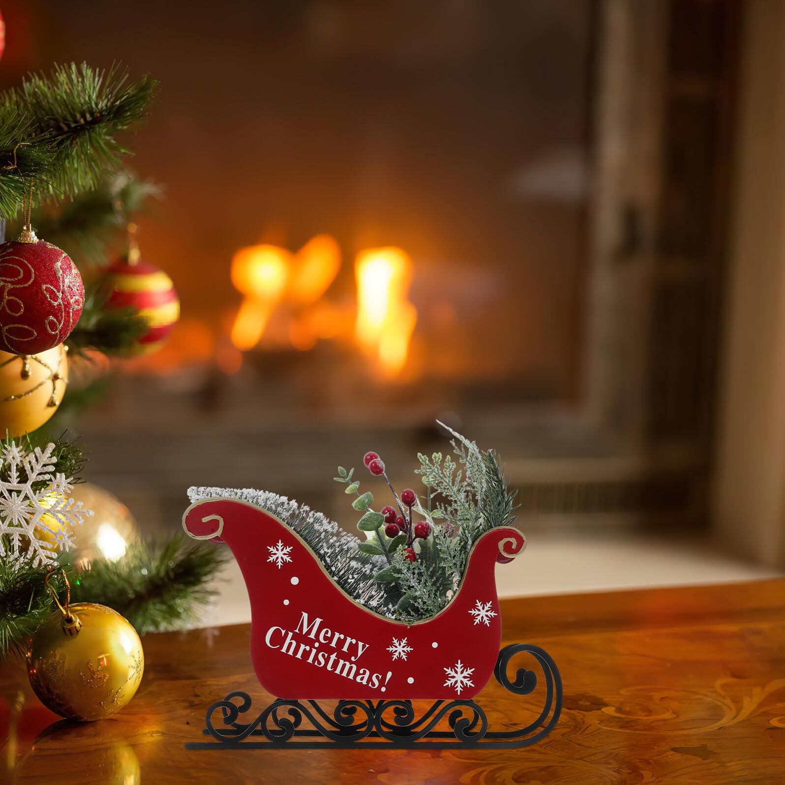OUNONA Weihnachtsschlitten aus Metall Tischdekoration Weihnachtsdeko für Innen Kompakt und Bruchfest