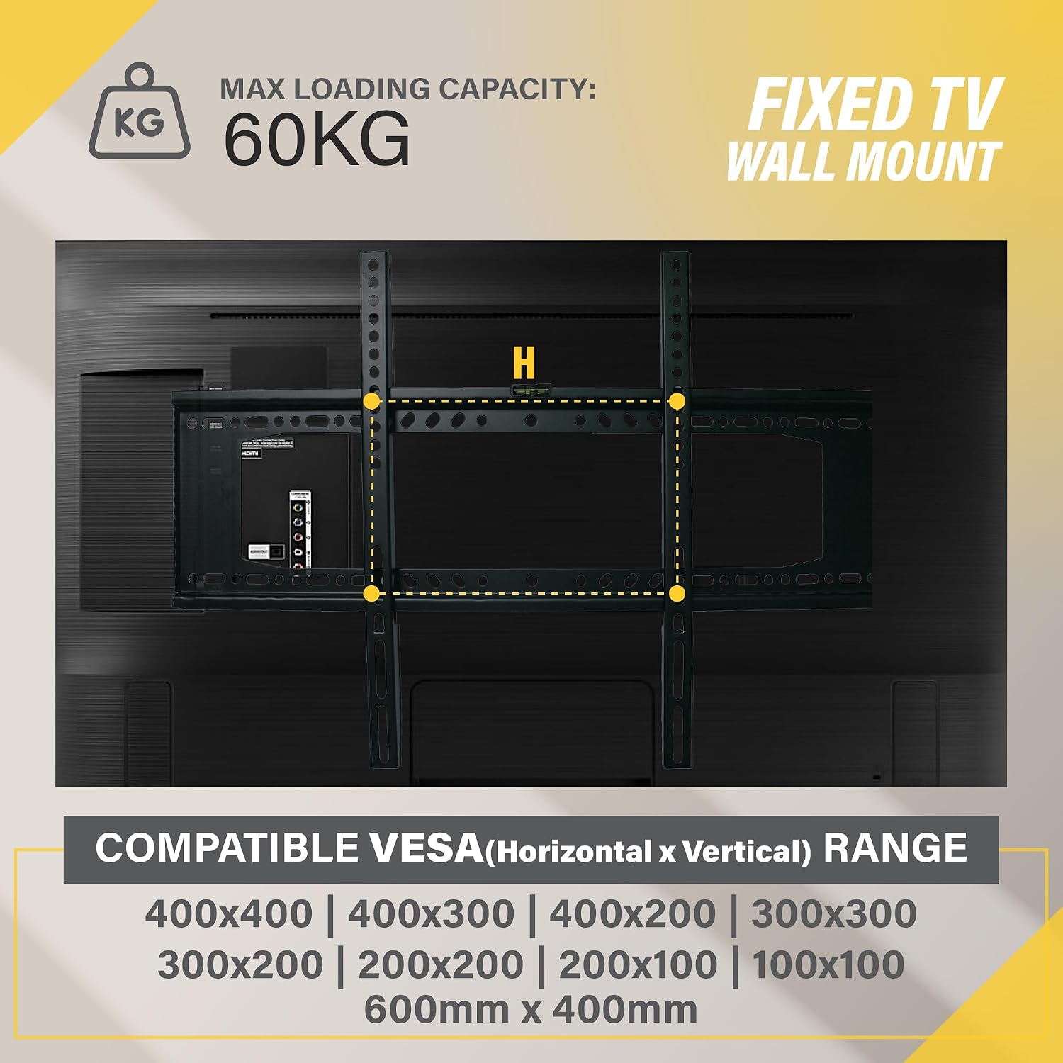 Fixed TV Wall Mount for 37-75 Inch Flat Screen LED, LCD TVs up to 132lbs , VESA 600*400 MM, Black 2026 - view 1