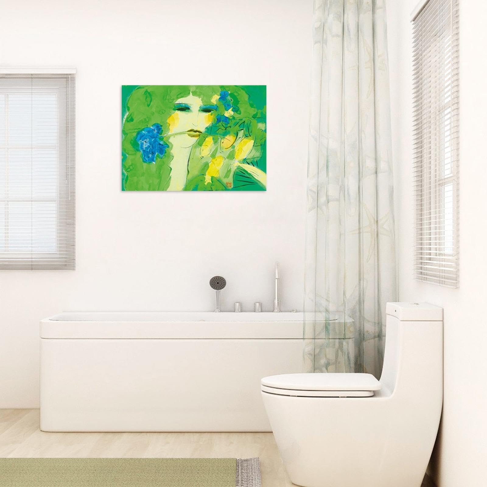LXURY Walasse Ting Cuadros-Famosa Cuadro en Lienzo-Lienzos Decorativos Salon-Reproducciones Impresión en Lienzo-Dama con abanico 70x100cm28x39inch Sin Marco