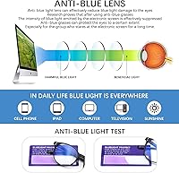 Vista 5 de VIDEBLA 5-Pack Reading Glasses Blue Light Blocking, Fashion Round Computer Readers Women Men Clear Lens Anti UV/Glare (5 Mix Color, 0.50)