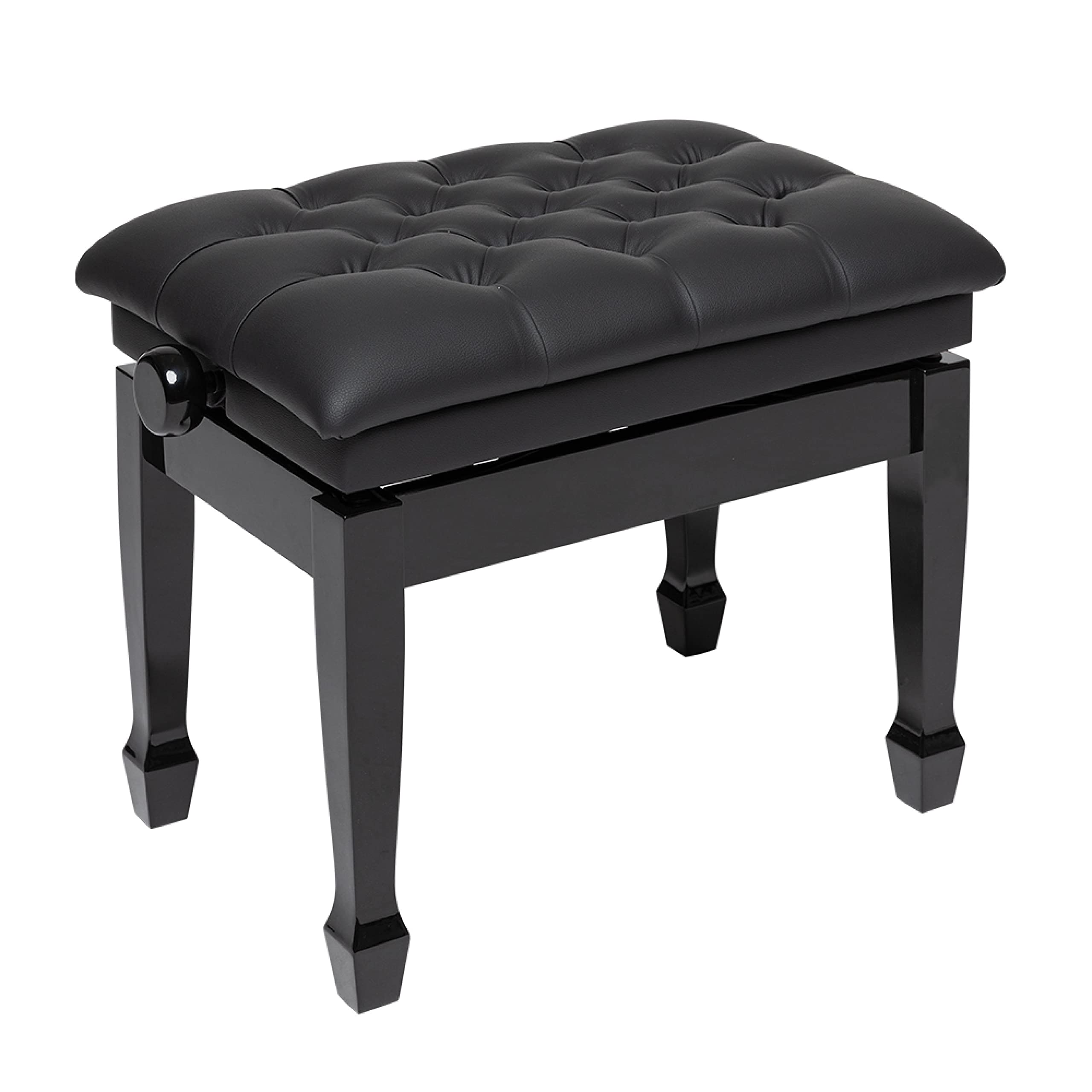Panca per pianoforte idraulico da concerto nero Highgloss con piano in vinile nero ignifugo