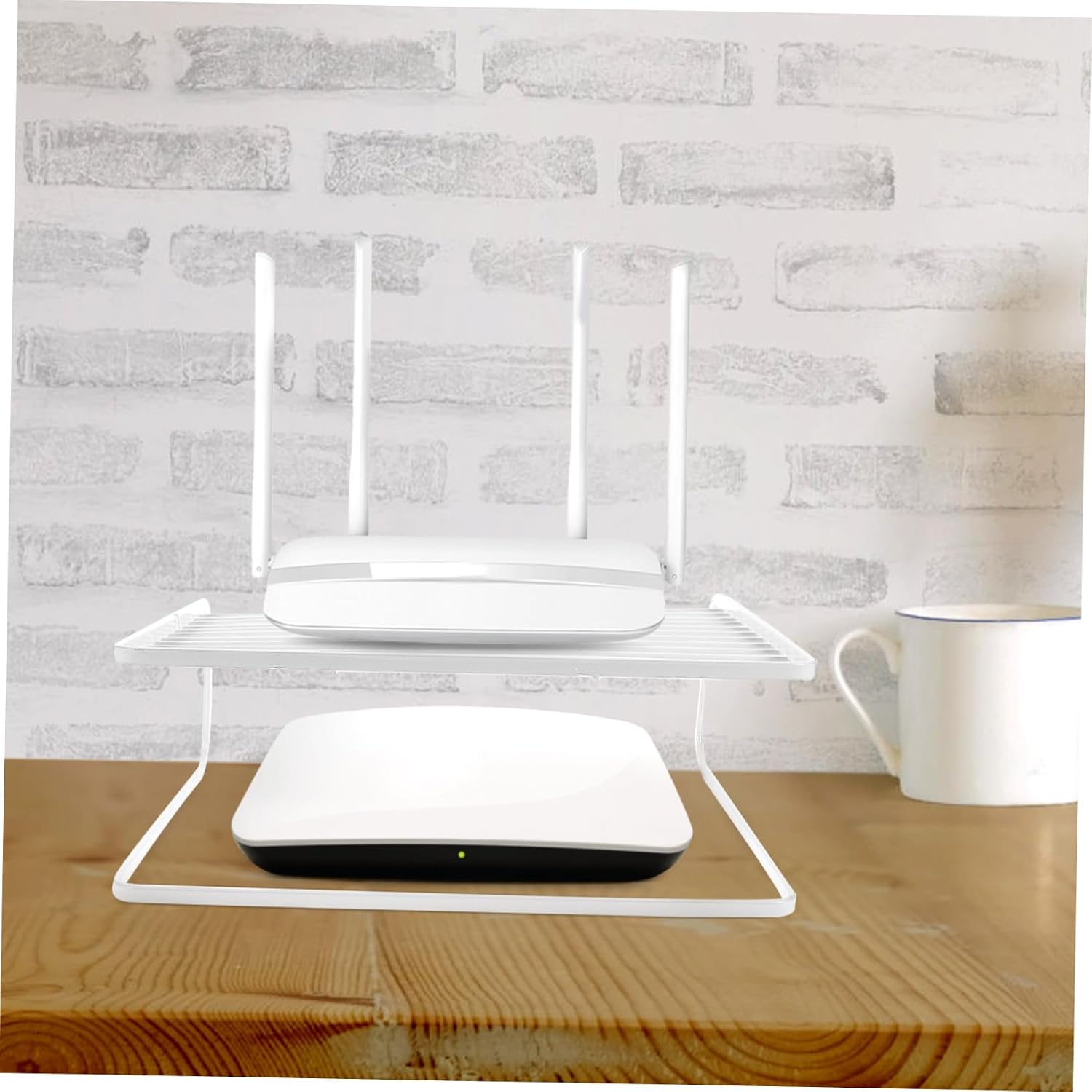 SOLUSTRE Household Double Layer Router Holder Heavy Duty Storage Shelf for Tabletop Efficient Cable Organizer for Routers Projectors and Items Space Saving Design