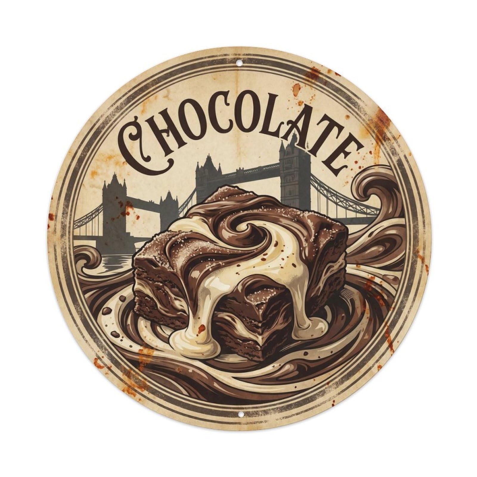 Olyhtr 8X8inch Classic Style Chocolate Food Culture British Candy Shop Heritage Metal Tin Sign
