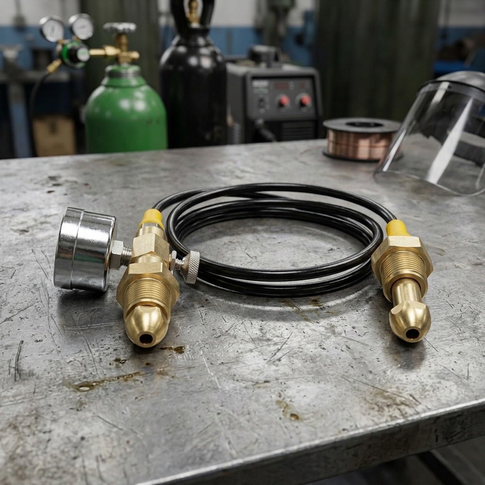 Manguera adaptadora de estación de llenado de aire compatible con Bs 341 No.3 para cilindros de argón con conexión G5/8 pulgadas de alta presión 2000 psi y accesorios de cobre para uso de soldadura