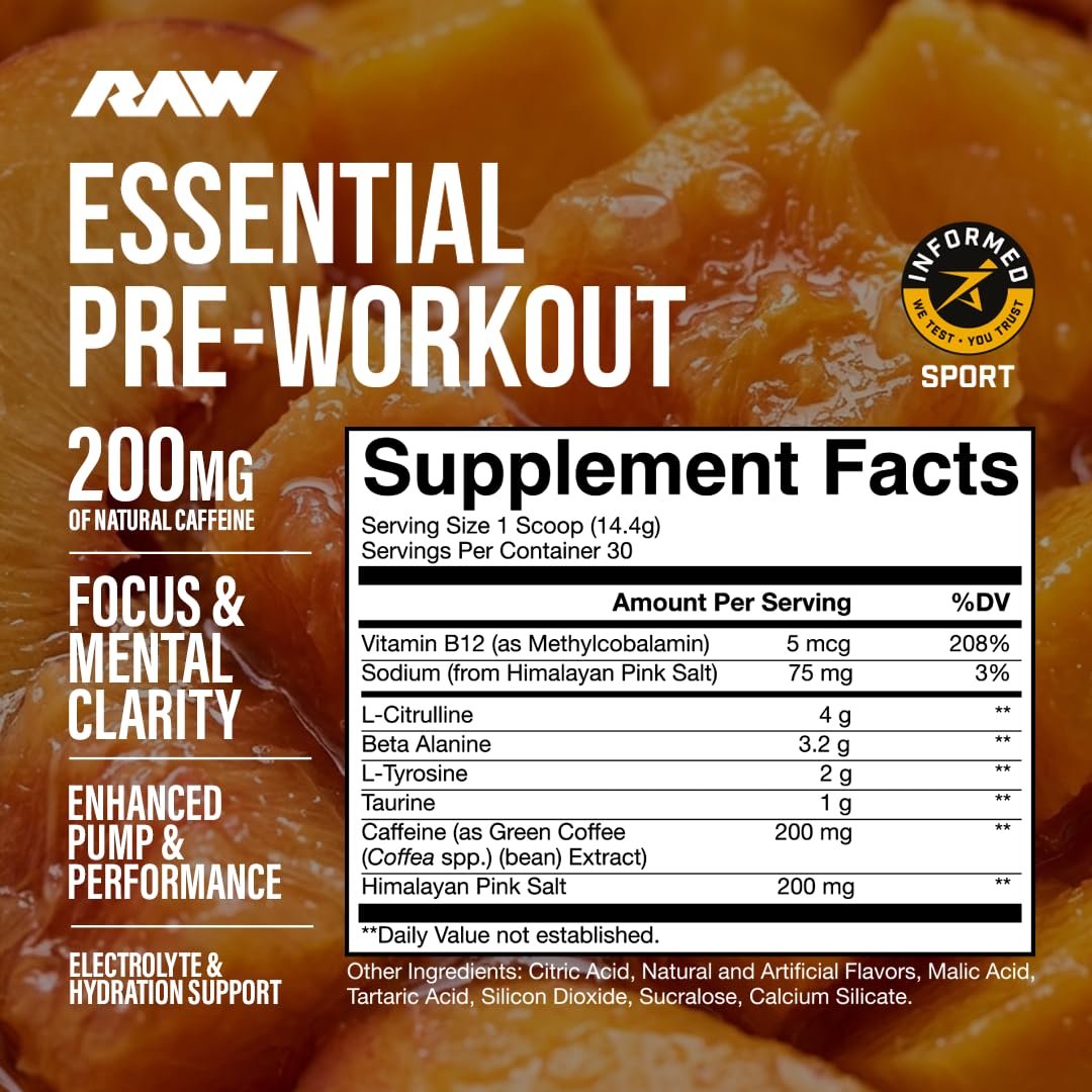 RAW Essential Pre-Workout Powder (Champion Mentality) - Chris Bumstead Sports Nutrition Supplement for Men & Women - Preworkout Energy Powder with Caffeine, L-Citrulline, L-Tyrosine & Beta Alanine — Amazon image 9