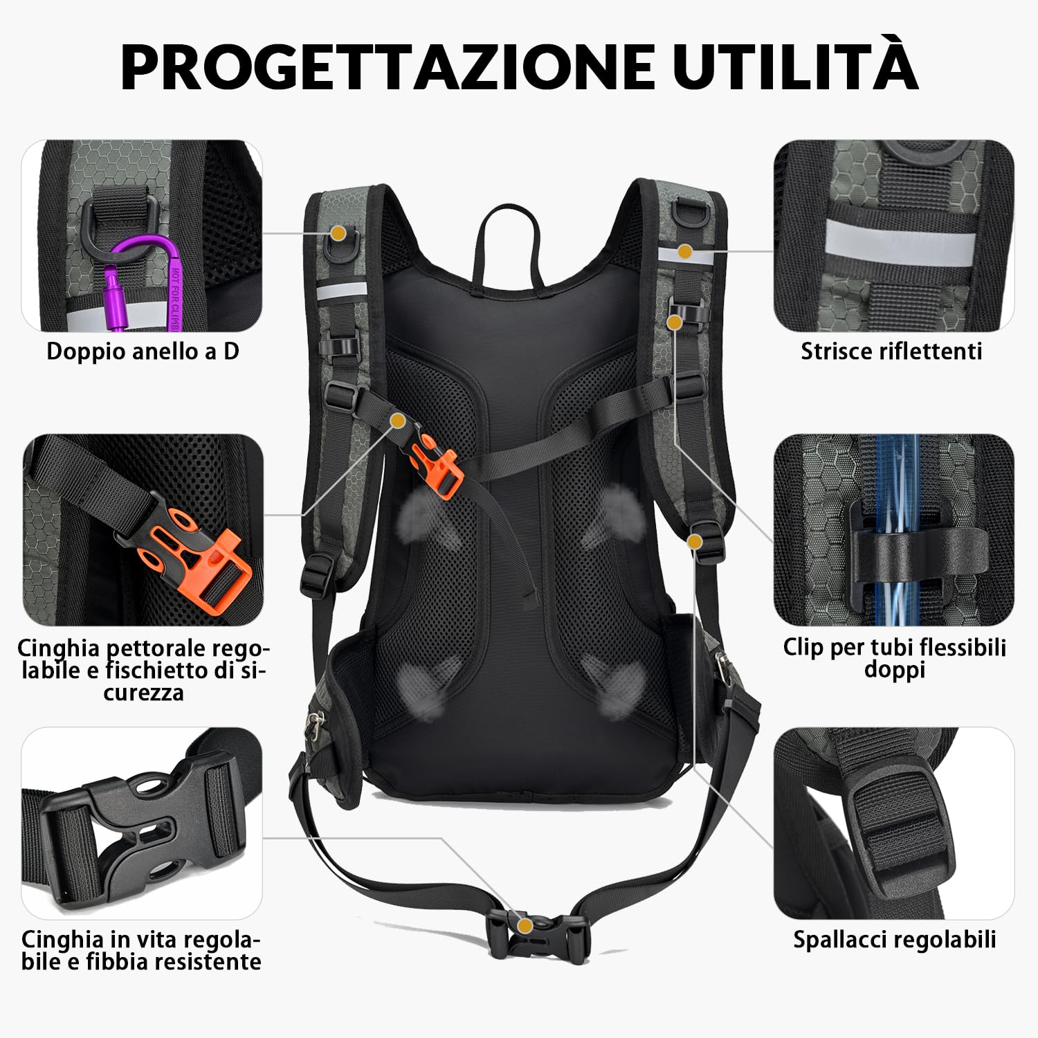 Zaino Bicicletta Leggero Zaino Bici Mountain Bike 15L per Uomo e Donna, Piccolo Zainetto per Ciclismo Idratazione Sci Mtb Enduro Corsa Running