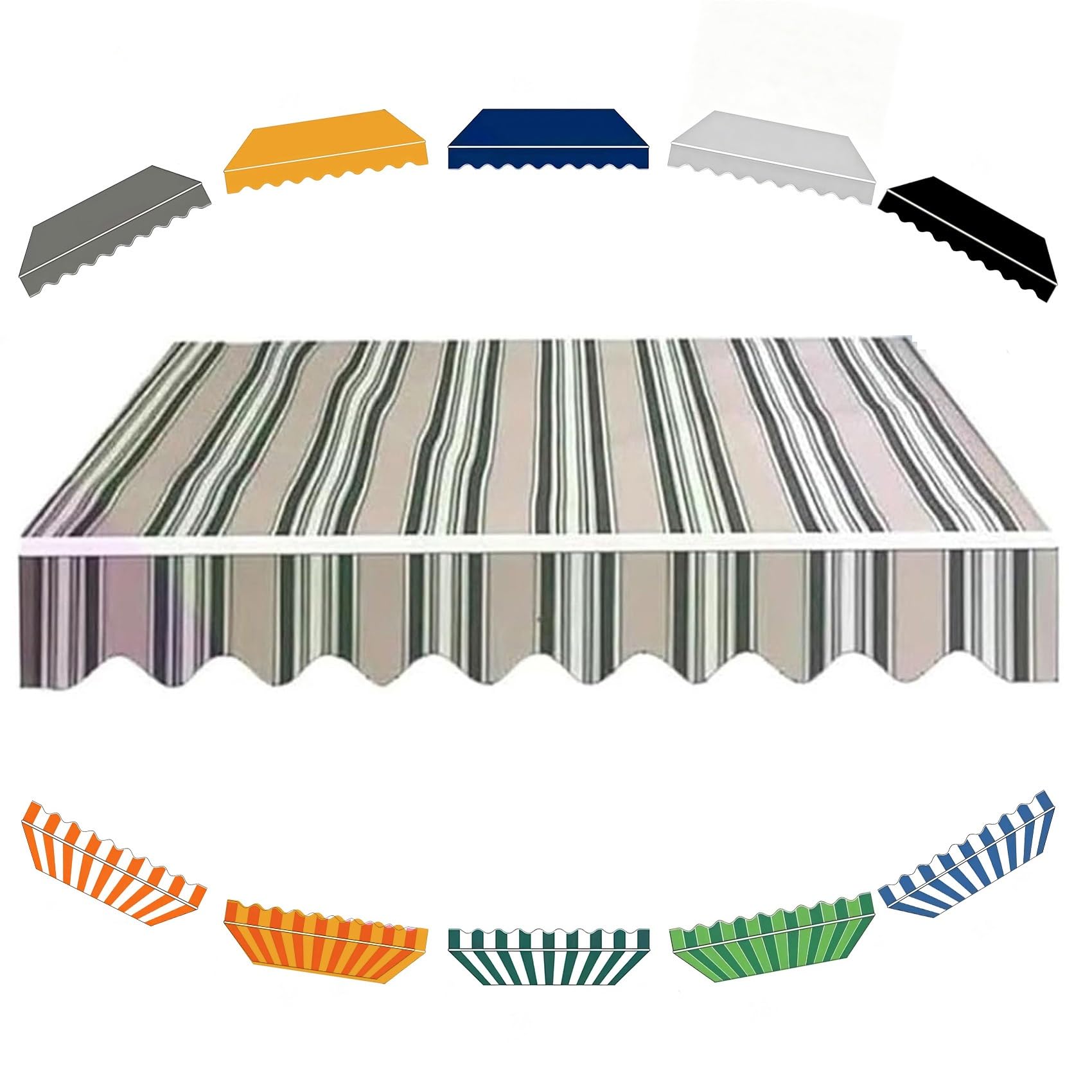 Telo di Ricambio Per Tende da Sole Per Esterno, 200/250/300/400/500cm Terrazzo Telo Per Tenda da Sole Impermeabile, Tessuto Di Ricambio Resistente Ai Raggi UV(C,350x300cm/11.5x10ft)