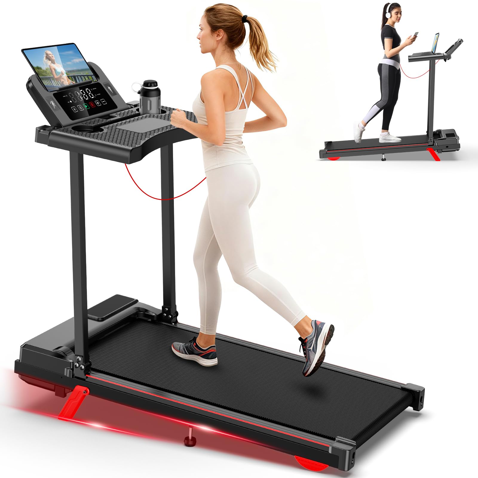 Photo 1 of ***** SEAL BY COMPANY****** 9% Incline Walking Pad with DEST, Foldable and Compact Treadmill for Home Small,Portable Treadmill with Removable Computer Desk,Folding Design with 320LBS Weight Capacity and LED Display(L)
