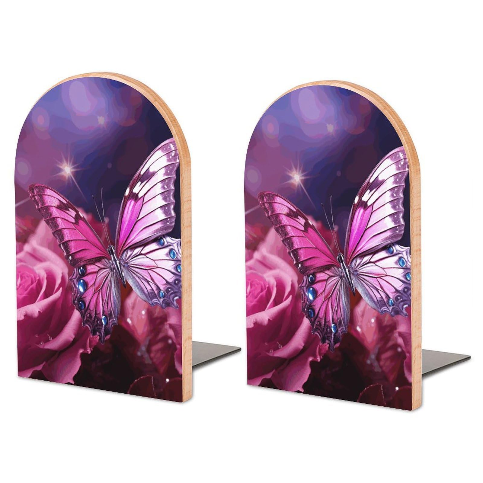 Serre-livres pour livres lourds en bois réglable rose
