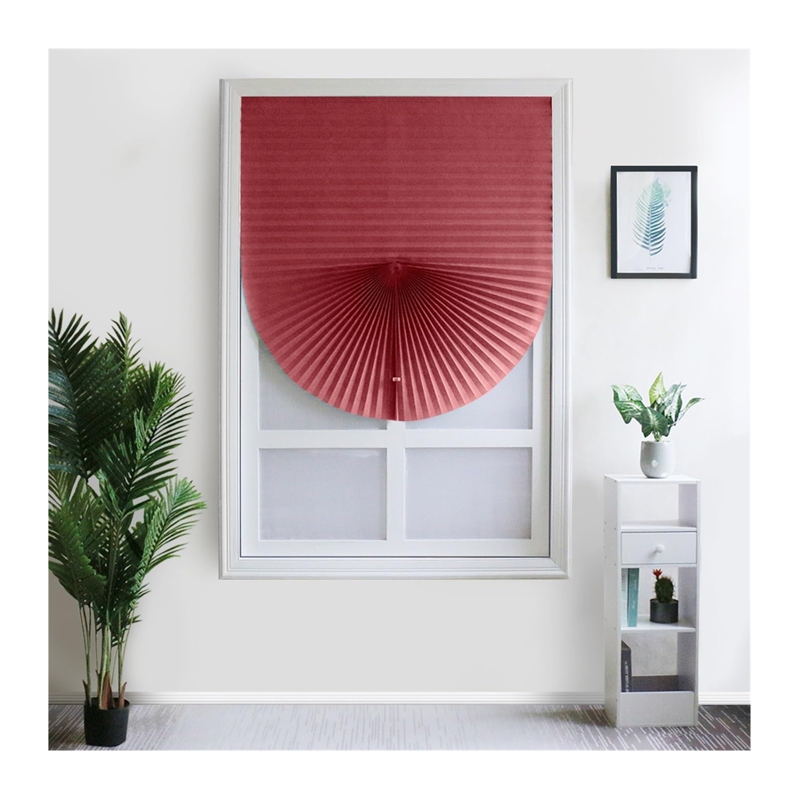Rideau romain portable en papier plissé filtrant rouge pour store de fenêtre