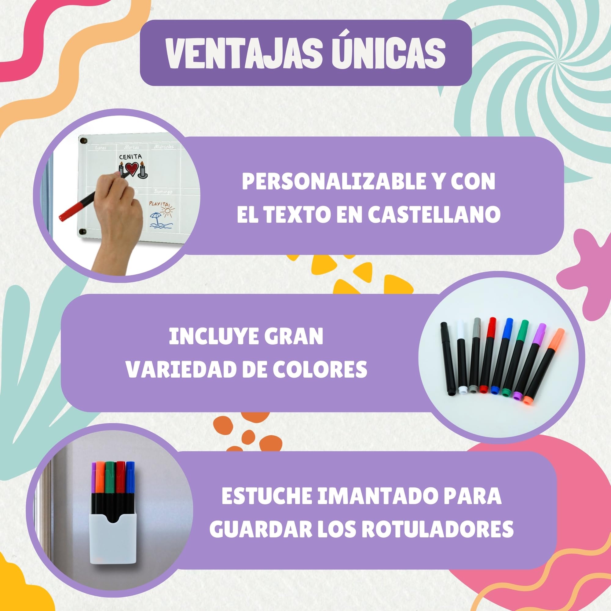 Calendario Magnético para Nevera - Juego de 2 Calendarios Magnéticos Mensual y Semanal + Accesorios para tu frigorífico - Transparente - En Español | Planificador