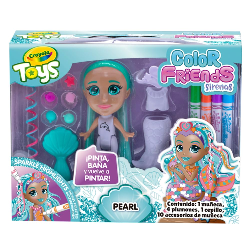 CRAYOLA Colour 'n' Style Mermaid Friends: Hair Braiding Salon Playset | Colour & Style Your Own Mermaid, Again And Again! (Includes Magic Dry-Erase Pens) | Ideal For Kids Aged 3 - View #2