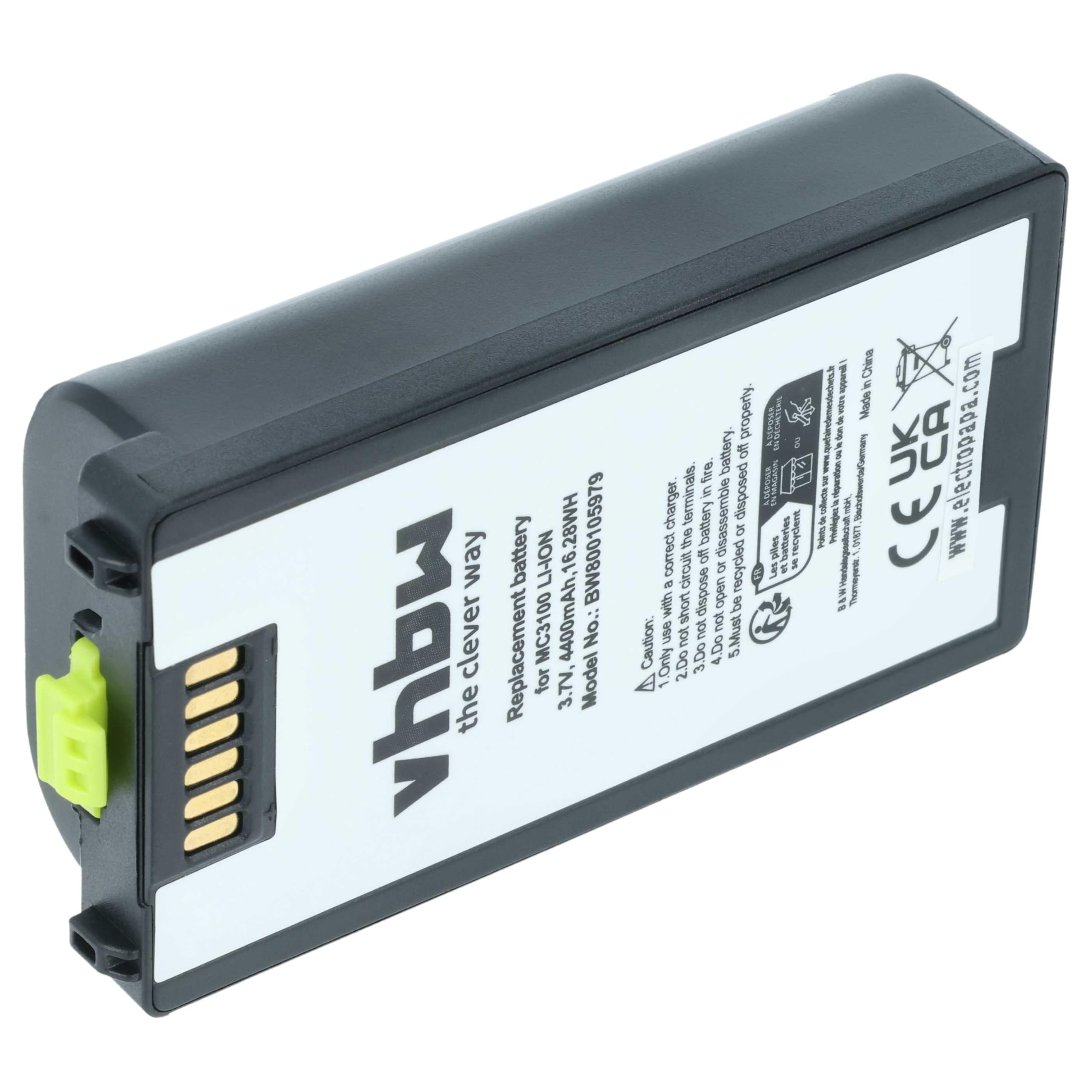 vhbw Batería Compatible con Symbol MC3190, MC3100, MC3190G, MC3190-G13H02E0, MC3190-GL4H04E0A escáner códigos de Barra, TPV (4400 mAh, 3,7 V, Li-Ion)