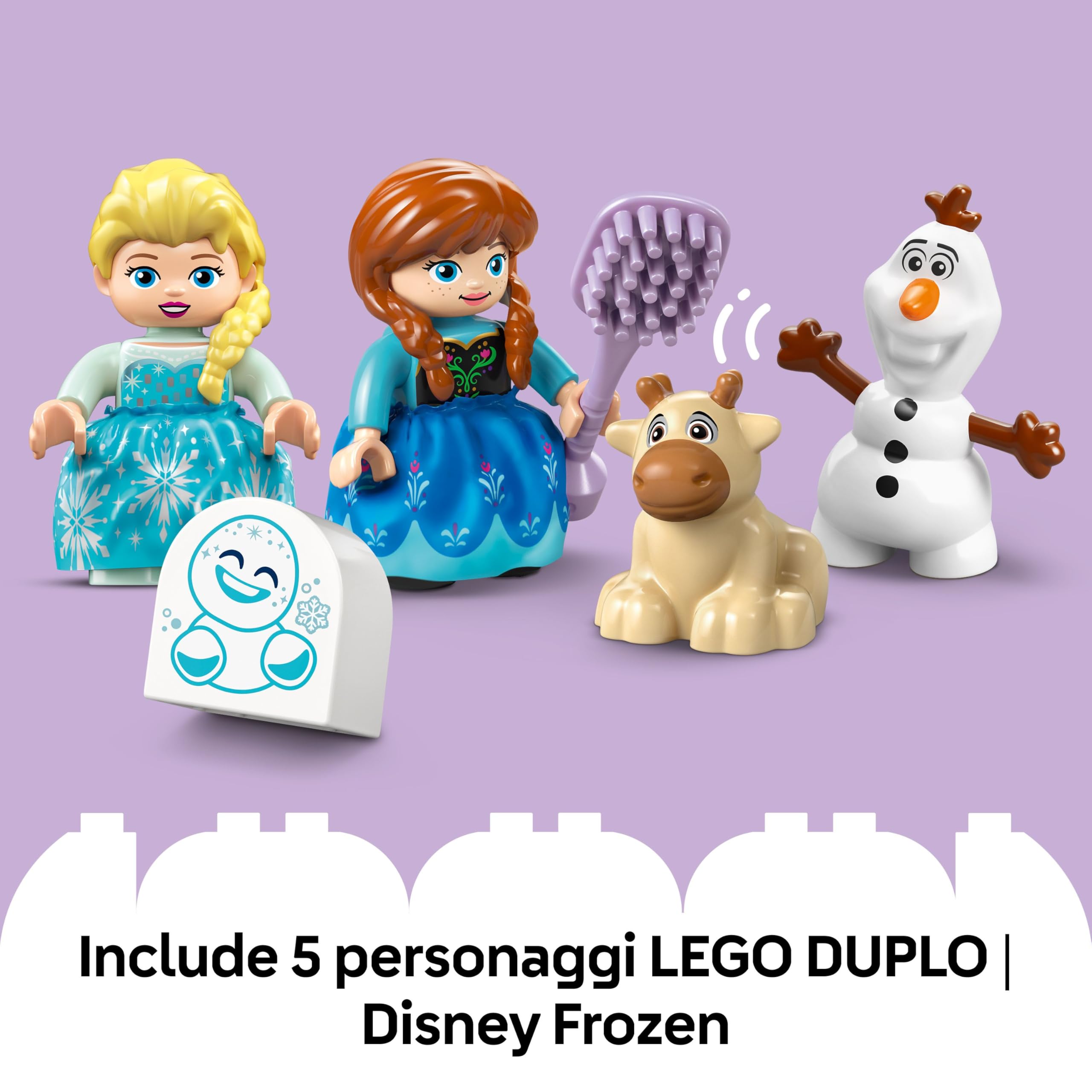 LEGO DUPLO │ Disney La Festa al Castello di Anna ed Elsa Frozen - Gioco Didattico da Costruire con 5 Personaggi tra cui Olaf e Baby Sven - Idea Regalo per Bambine e Bambini da 2 Anni in su - 10455