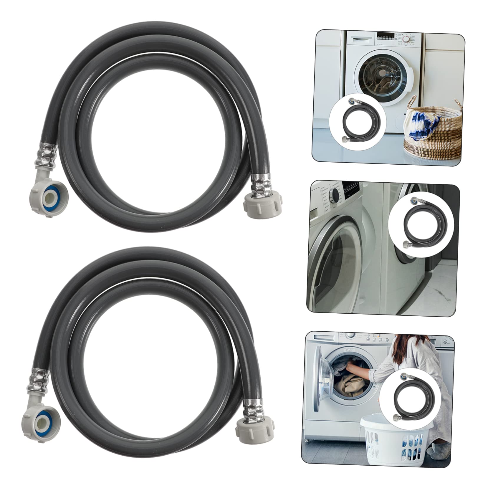 Angoily Carico Flessibilità e in 1,5m Tubo di Pezzi Lavatrice Pvc 2 Nero Elevata Protezione Anti-scoppio Accessorio per Uso Domestico