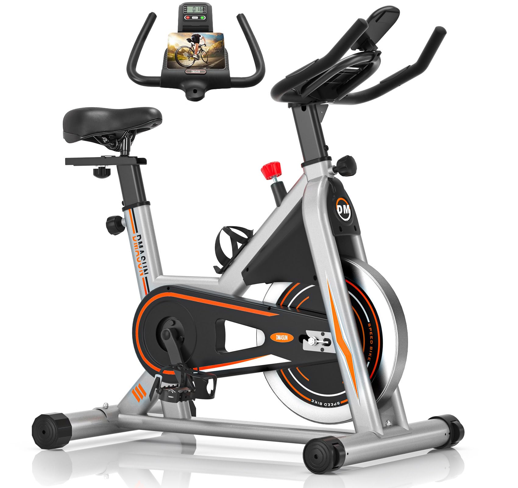 DMASUN Exercise Bike Gym Workout, PLUS Magnetic Stationary Bike with Heavier Flywheel, Silent Fitness Bike 100% Adjustable Resistance, Comfortable Seat, Indoor Cycling Bike for Home Training Cardio