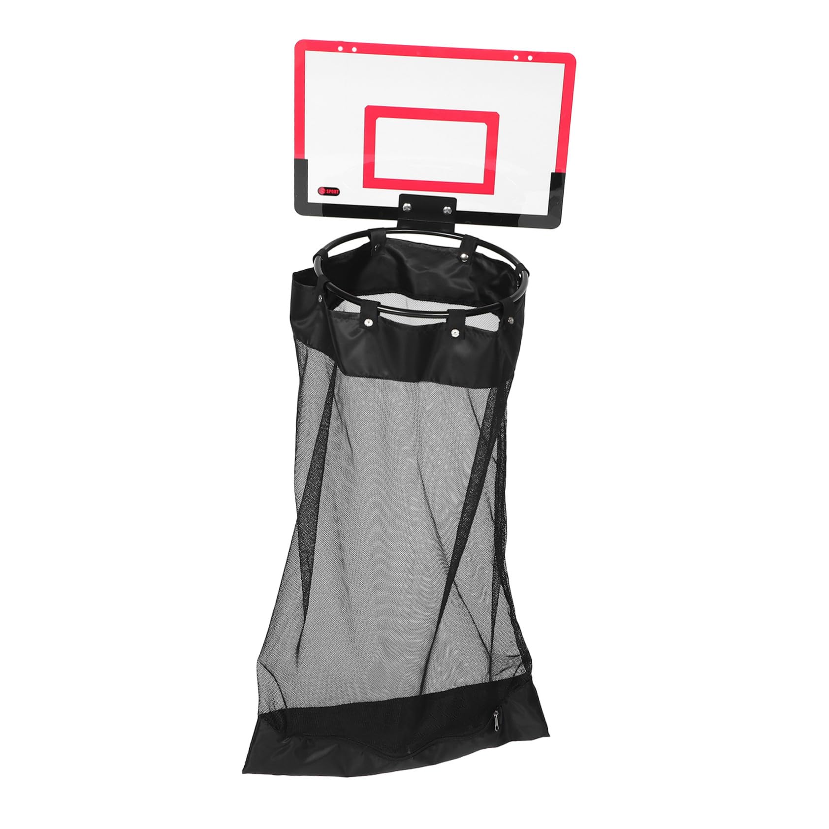 Basketballkorb Wäschekorb mit Reißverschluss, Rot, Platzsparend