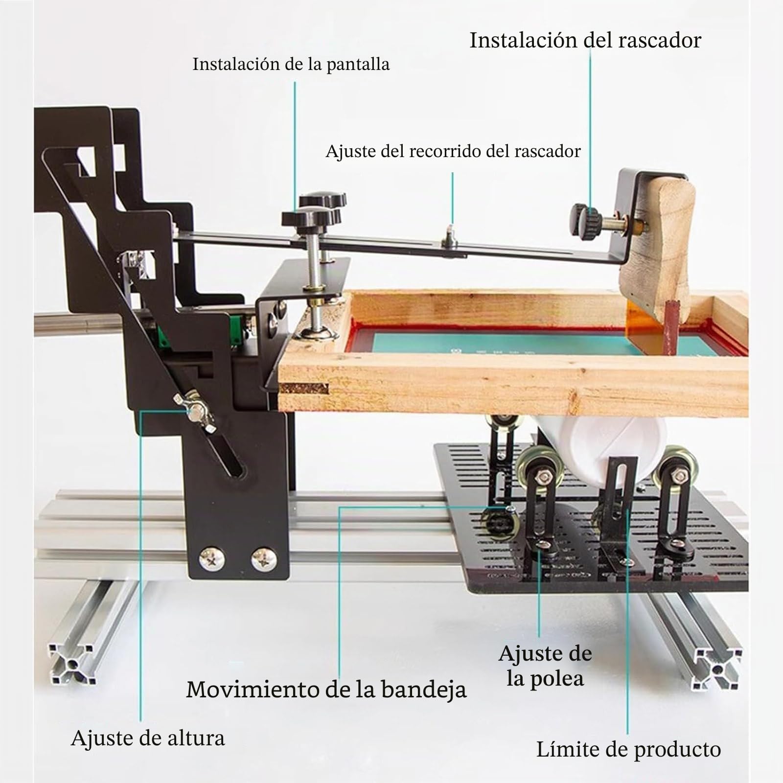 MáQuina De SerigrafíA Curva, MáQuina De SerigrafíA CilíNdrica Manual, áRea GráFica MáXima De 200 X 250 Mm, Altura Ajustable, Para Botellas CilíNdricas De Hasta 250 Mm