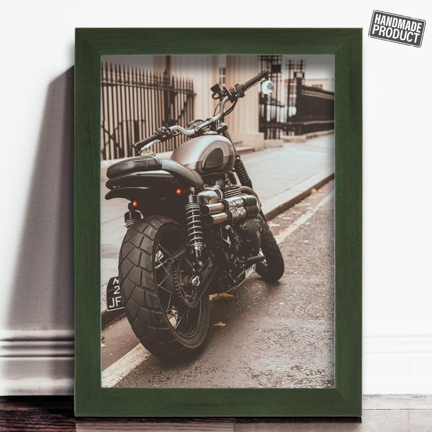 Online-GalleryKing OGK Thirtyfive - Bilderrahmen 55x75 cm Grün gewischt mit MDF Holz Rahmen vollummantelt, Anti-Reflex Kunstglas 1 mm und HDF Rückwand 3 mm - Fotorahmen für Hoch- und Querformat