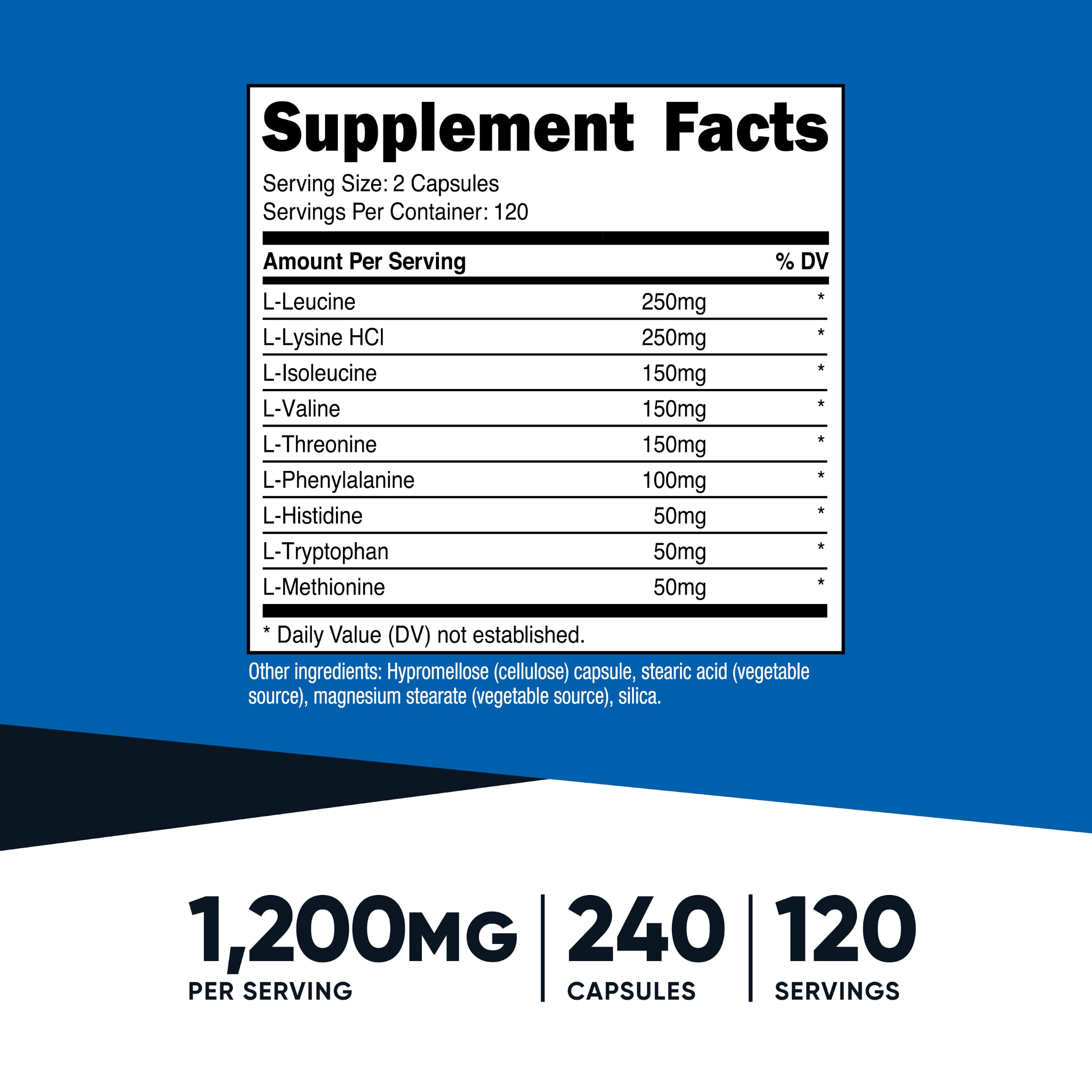 Nutricost EAA Capsules 1200mg, 240 Capsules, Essential Amino Acids — Amazon image 2