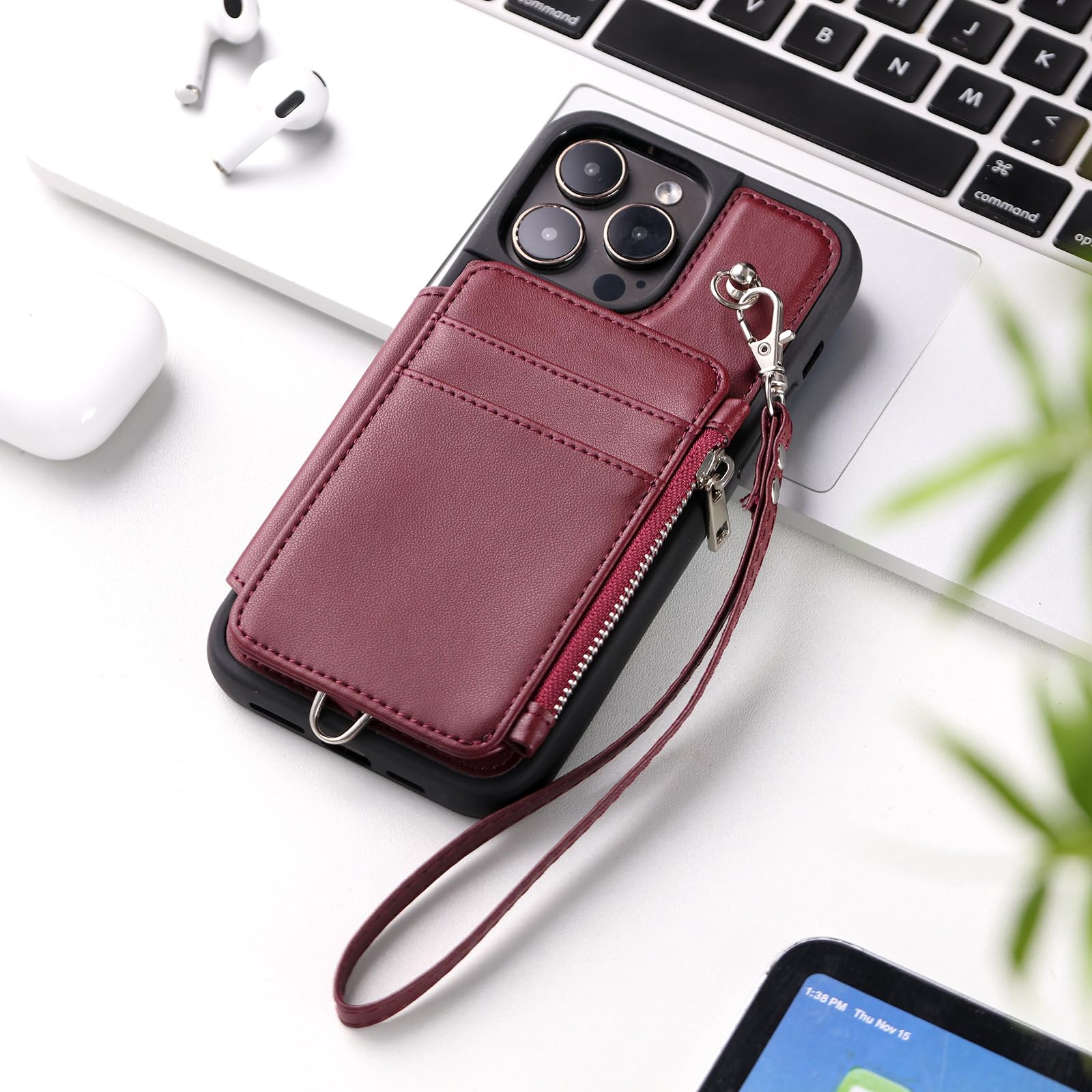 HUANGTAOLI Crossbody hoesje met rits voor iPhone SE 2022, zakje met rits en 7 kaartsleuven HUANGTAOLI Crossbody hoesje met rits voor iPhone SE 2022, zakje met rits en 7 kaartsleuven