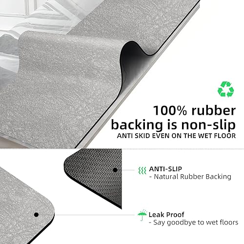 Miniatura 3 de Diatomaceous Earth - Tapete de baño de 15.7 x 23.6 pulgadas, súper absorbente, de secado rápido, antideslizante, tapete de baño delgado, para debajo