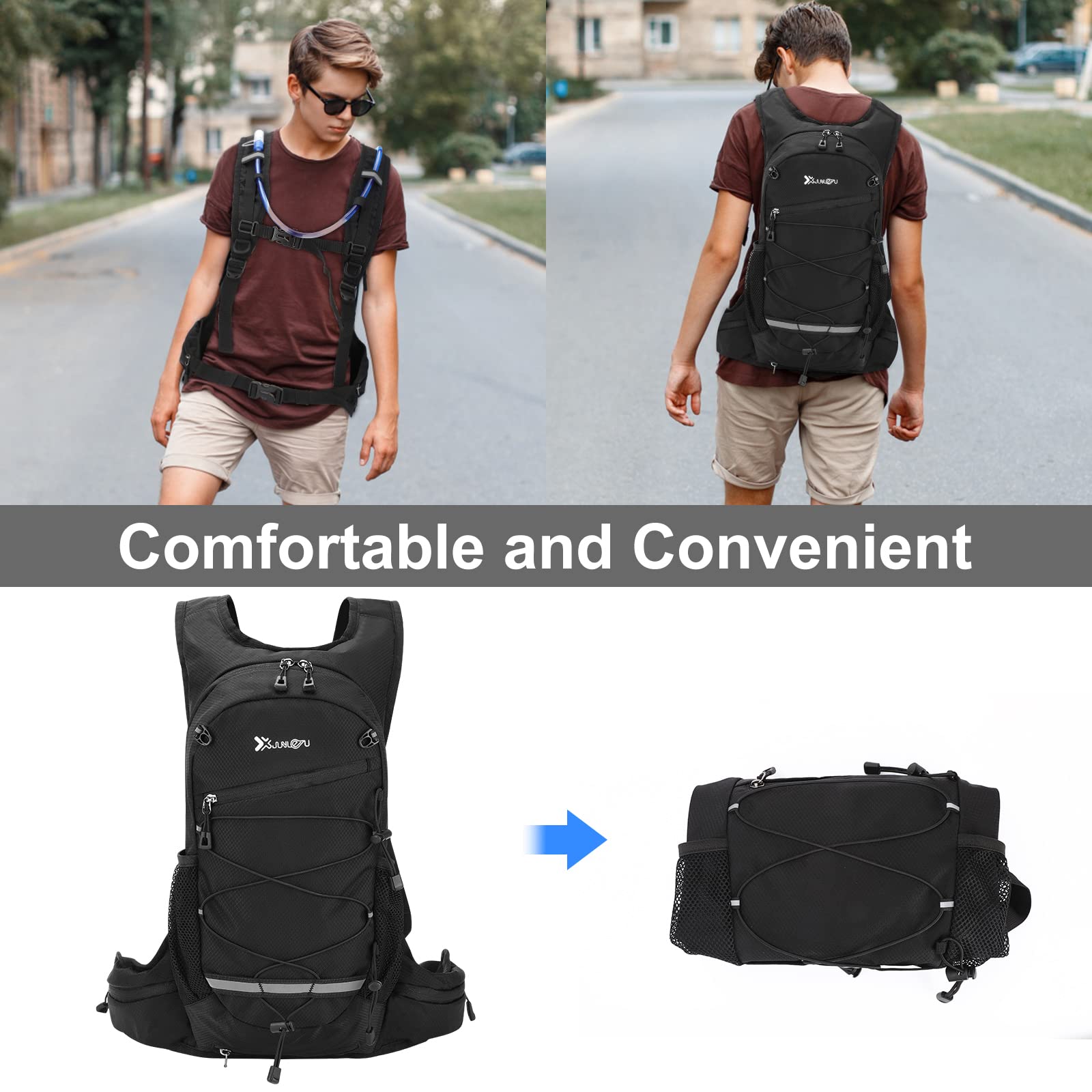 Zaino idrico CestMall con sacca d'acqua da 2 litri Zaino da escursionismo leggero Zaino da idratazione Pacchetto perfetto per il ciclismo all'aperto Maratona Corsa Sci Campeggio Arrampicata