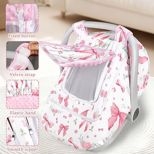 Miniatura 4 de Funda de asiento de automóvil para bebé y niña, con doble cremallera, con malla transpirable, toldo de protección universal y cálida, ajuste cómodo,