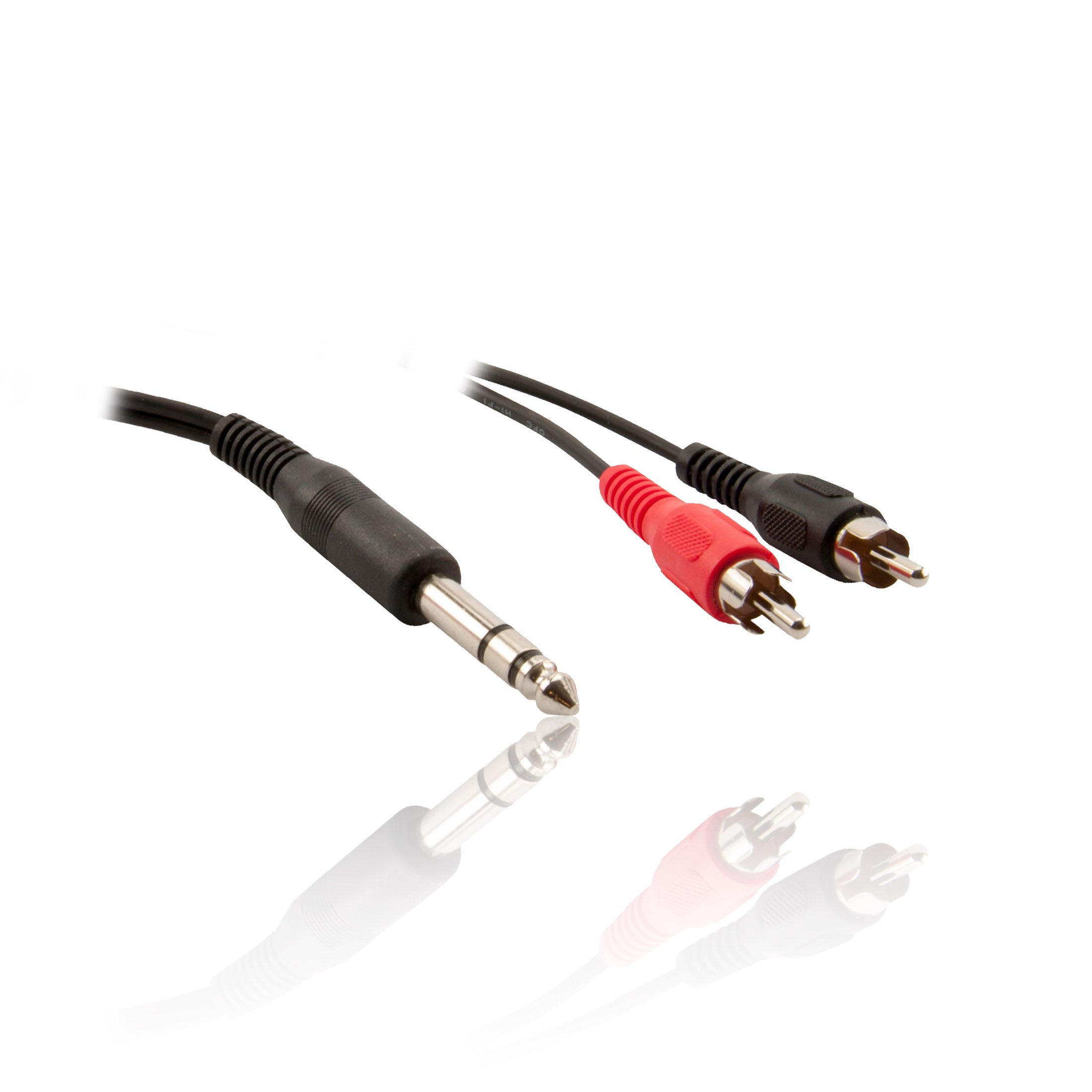 Pro Signal Black 6.35Mm (1/4") Stereo Trs Jack Plug To 2X Phono Rca Plugs Lead, 1M