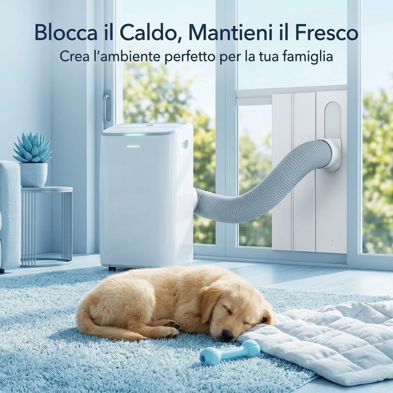 Kit Finestra Condizionatore Portatile Universale, 4 Pannelli (10x43 cm) Regolabile Fino a 140 cm, Adattatore per Finestre e Porte Scorrevoli, Guarnizione Sigillante Senza Fori per Isolamento Termico