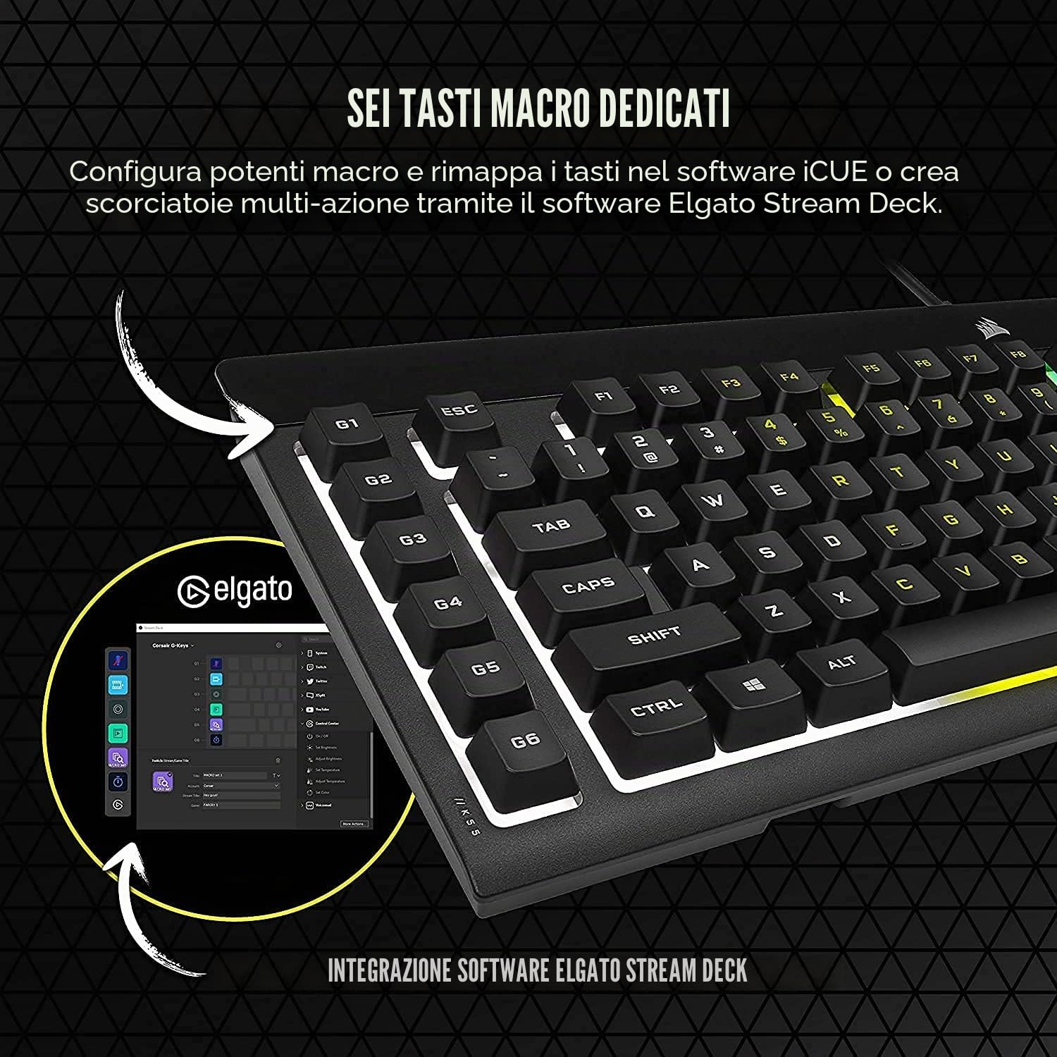 TECLADO (INGLES) CORSAIR K55 RGB PRO GAMING BACKLIT ZONED RGB LED RUBBERDOME