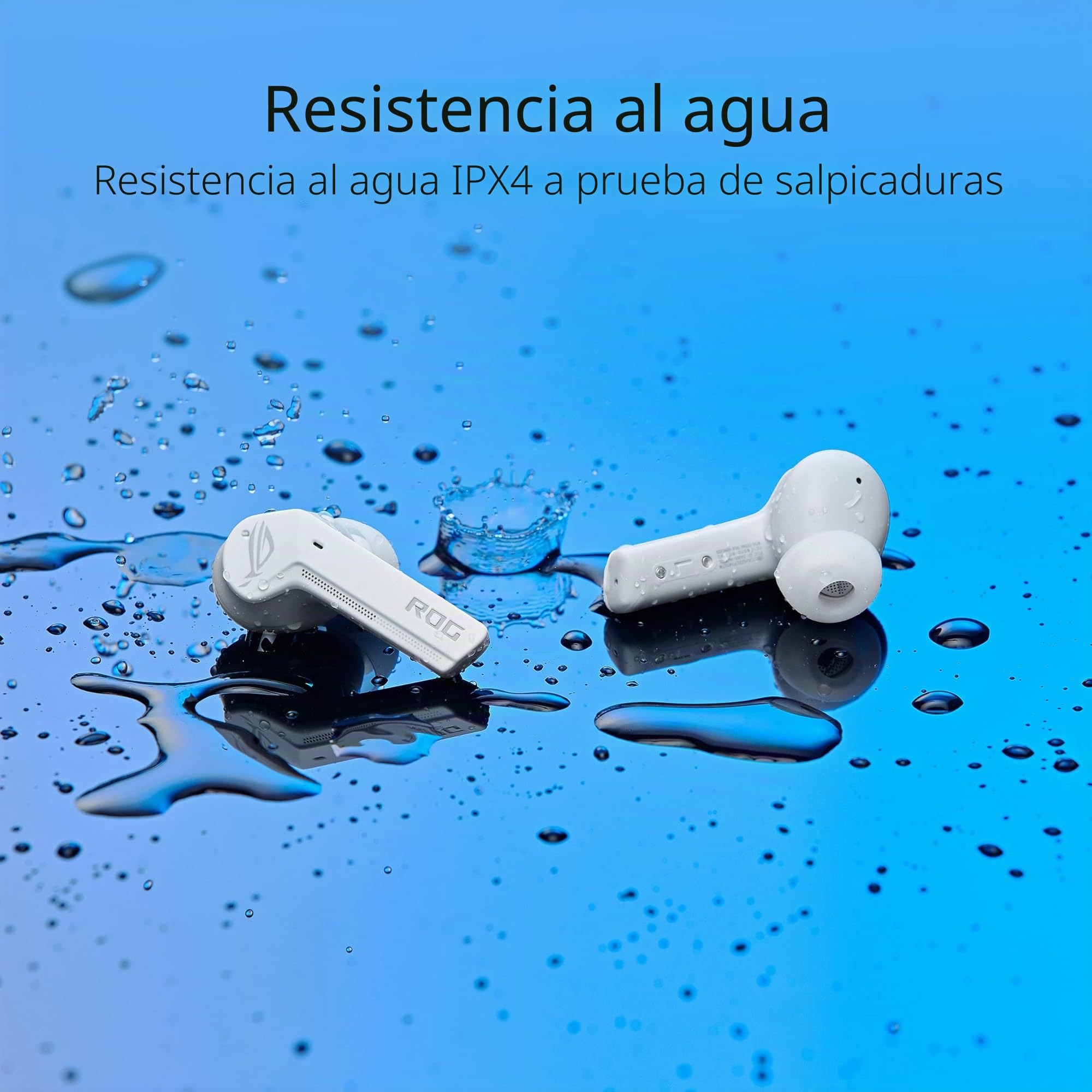 ASUS ROG Cetra True Wireless - Auriculares intraurales Gaming (Bluetooth de baja latencia, cancelación de ruido activa, batería de hasta 27h, resistencia al agua IPX4, carga inalámbrica), Blanco lunar