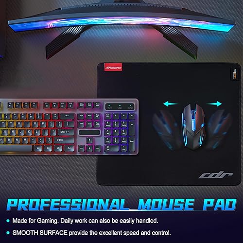 Miniatura 10 de OCPC Mouse Pad for Gaming - Cordura Fabric Large Desk Mousepad 17.72 x 15.75 x 0.12 in - Natural Rubber Base Non-Slip Desk Mat & Office Desk Mat