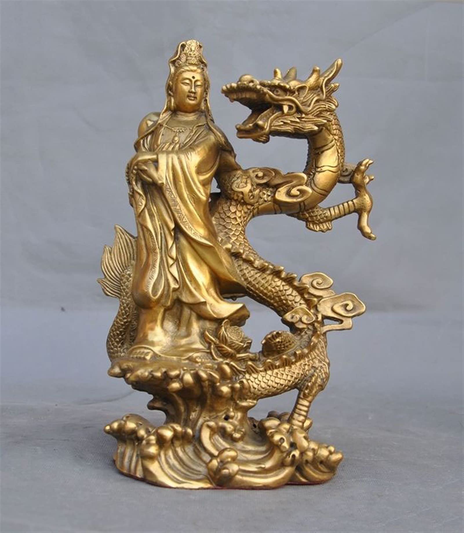 Statue GuanYin laiton décoration maison temple bouddhisme Kwan-Yin