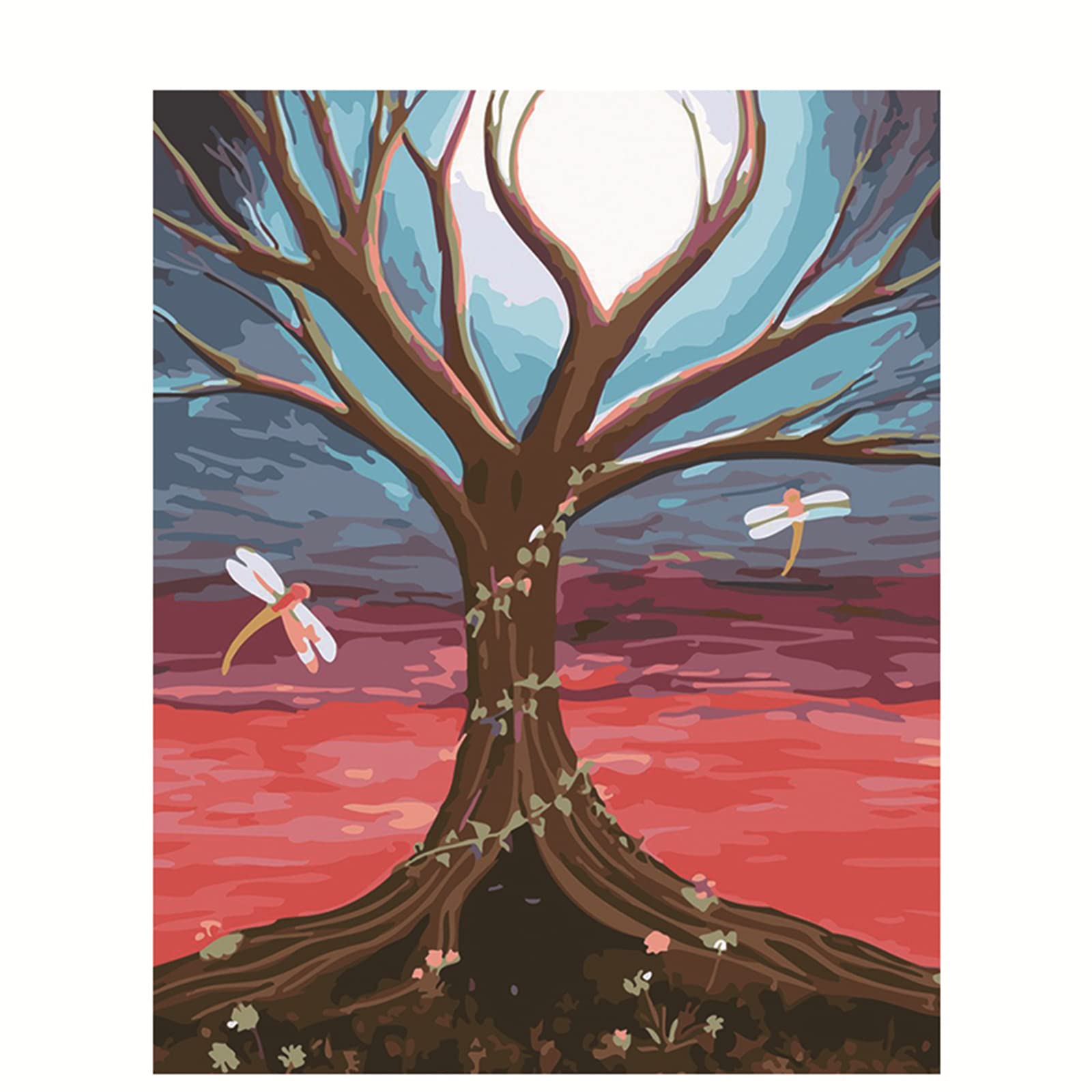 Peinture par Numéro Adulte avec Pinceaux et Acrylique DIY Toile Peintures Kits Paint by Numbers pour Adultes Enfants Débutant,pour Décoration Lntérieure Maison sans Cadre 40x50cm,Arbre fantastique