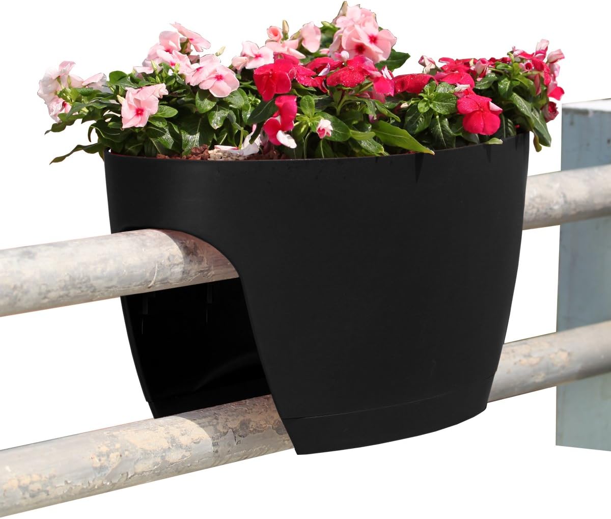 GREENBO XL AWARD WINNING DESIGN UPTO 6" RAILINGS FENCE BLACK PLANTER FLOWER POTS