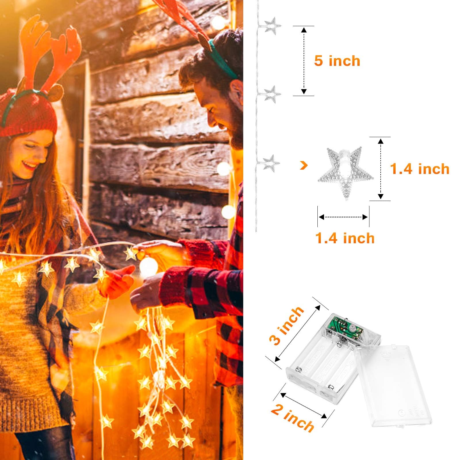 AceList Gzero - Guirnalda de 40 luces LED originales de luna Mini Star para patio, jardín, jardín, vacaciones, hogar, boda, fiesta del día de la madre y decoración navideña (luz blanca cálida)