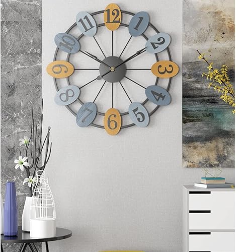 Miniatura 2 de Reloj de pared - Reloj de pared de metal de 20 pulgadas, reloj de pared grande con números de madera, moderno, minimalista, redondo, funciona con